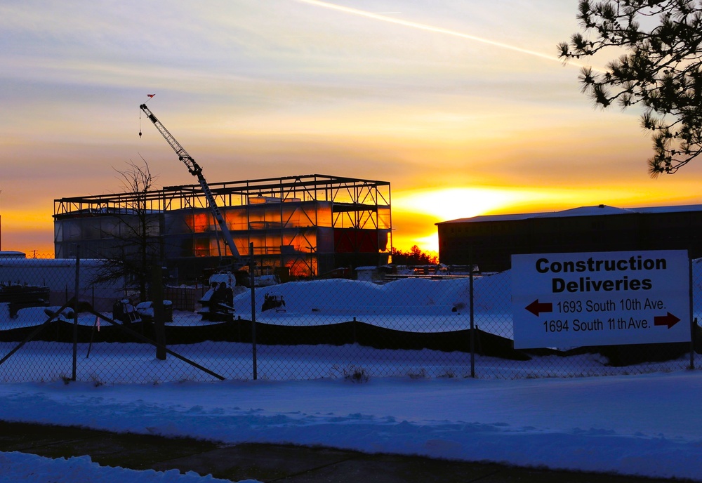 Barracks construction sunset at Fort McCoy