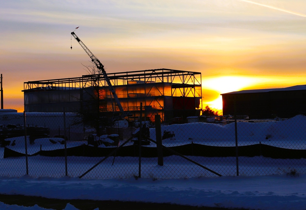 Barracks construction sunset at Fort McCoy