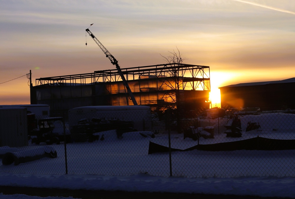 Barracks construction sunset at Fort McCoy