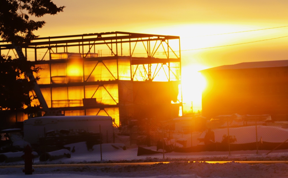 Barracks construction sunset at Fort McCoy