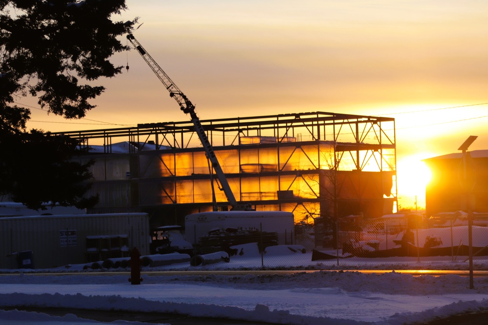 Barracks construction sunset at Fort McCoy