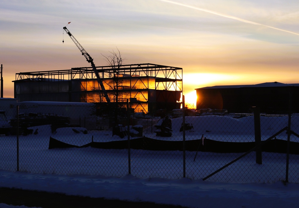 Barracks construction sunset at Fort McCoy