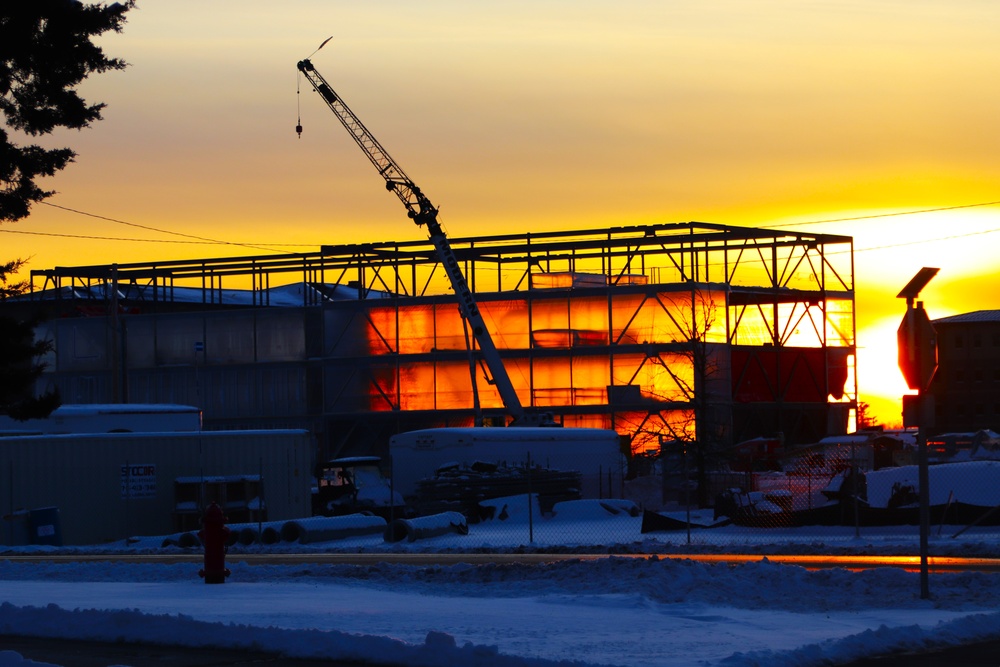 Barracks construction sunset at Fort McCoy