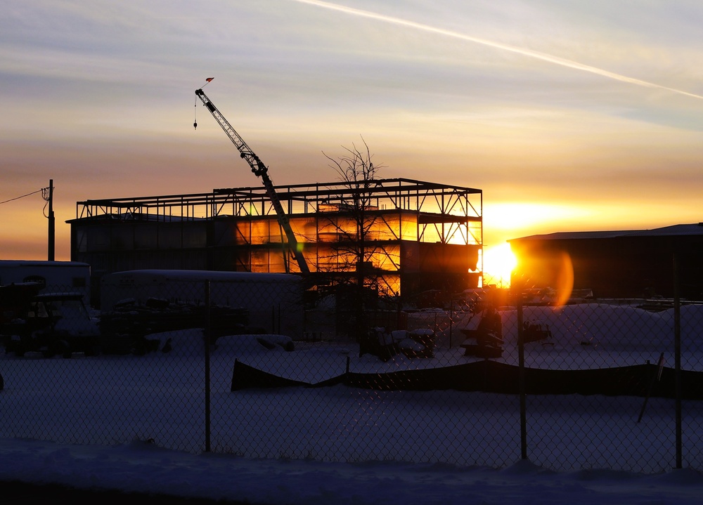 Barracks construction sunset at Fort McCoy