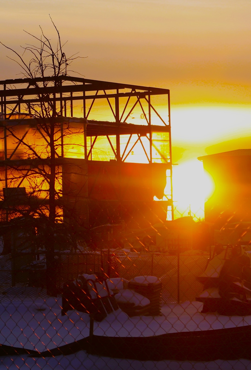 Barracks construction sunset at Fort McCoy