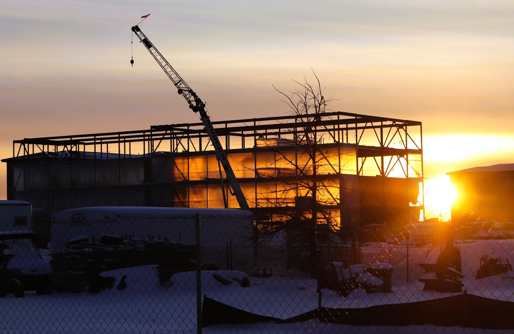 Barracks construction sunset at Fort McCoy