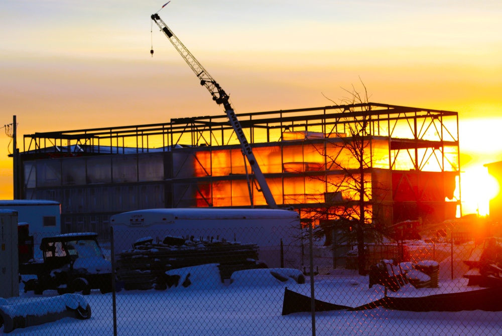 Barracks construction sunset at Fort McCoy