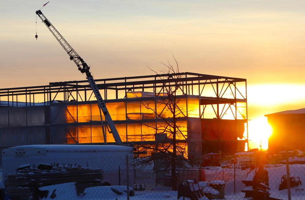 Barracks construction sunset at Fort McCoy