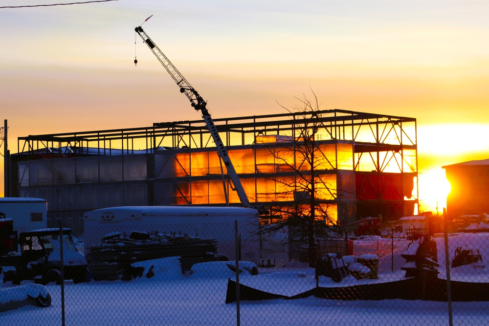 Barracks construction sunset at Fort McCoy