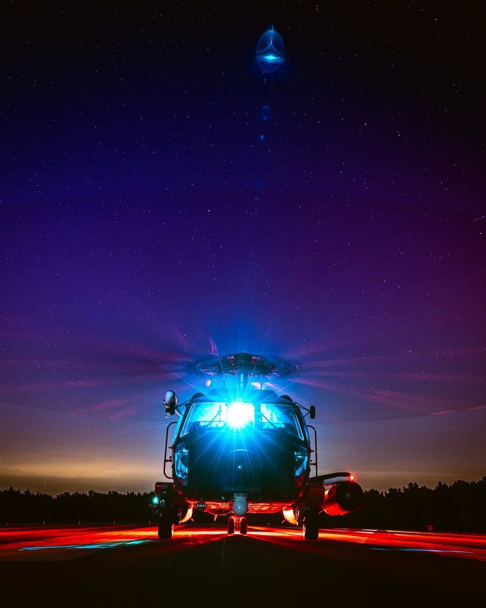 Coast Guard Helicopter Night Landing in Strong Geomagnetic Storm