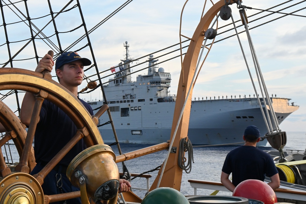 Coast Guard Cutter Eagle conducts passing ceremony with French navy