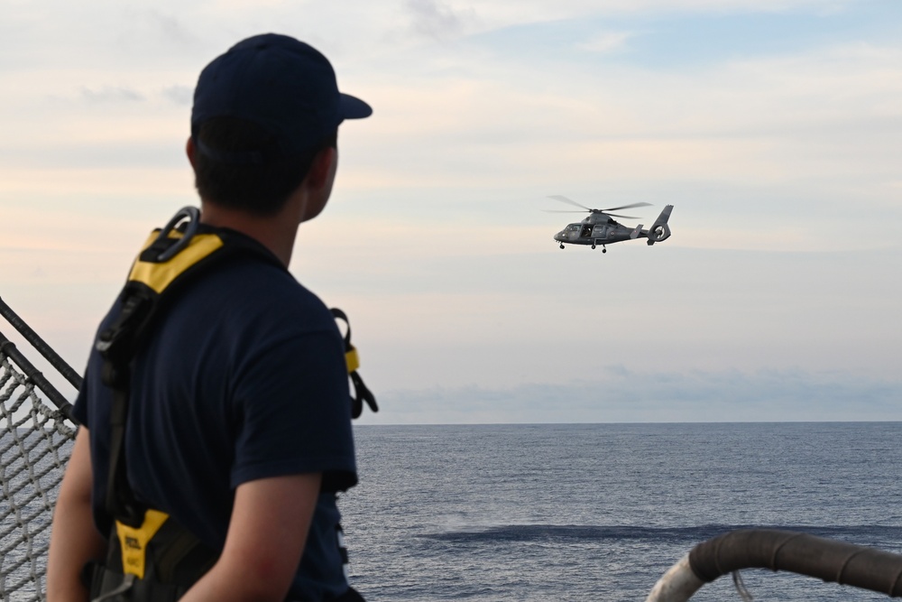 Coast Guard Cutter Eagle conducts passing ceremony with French navy