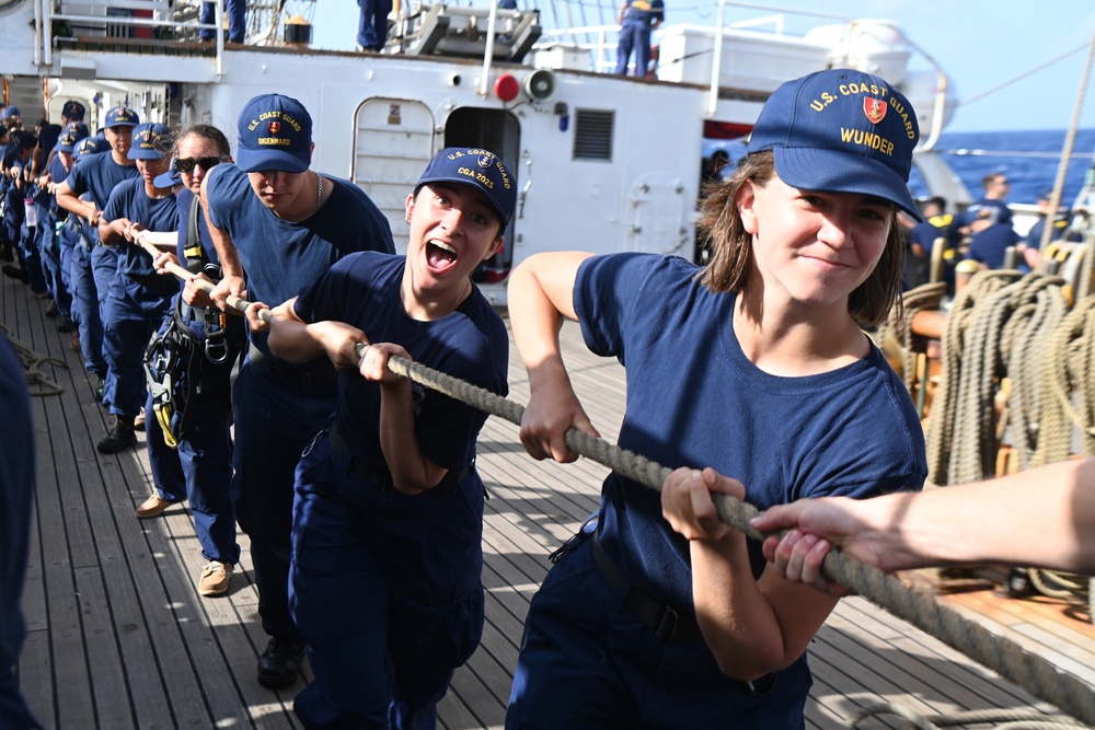 Coast Guard Cutter Eagle conducts sail stations