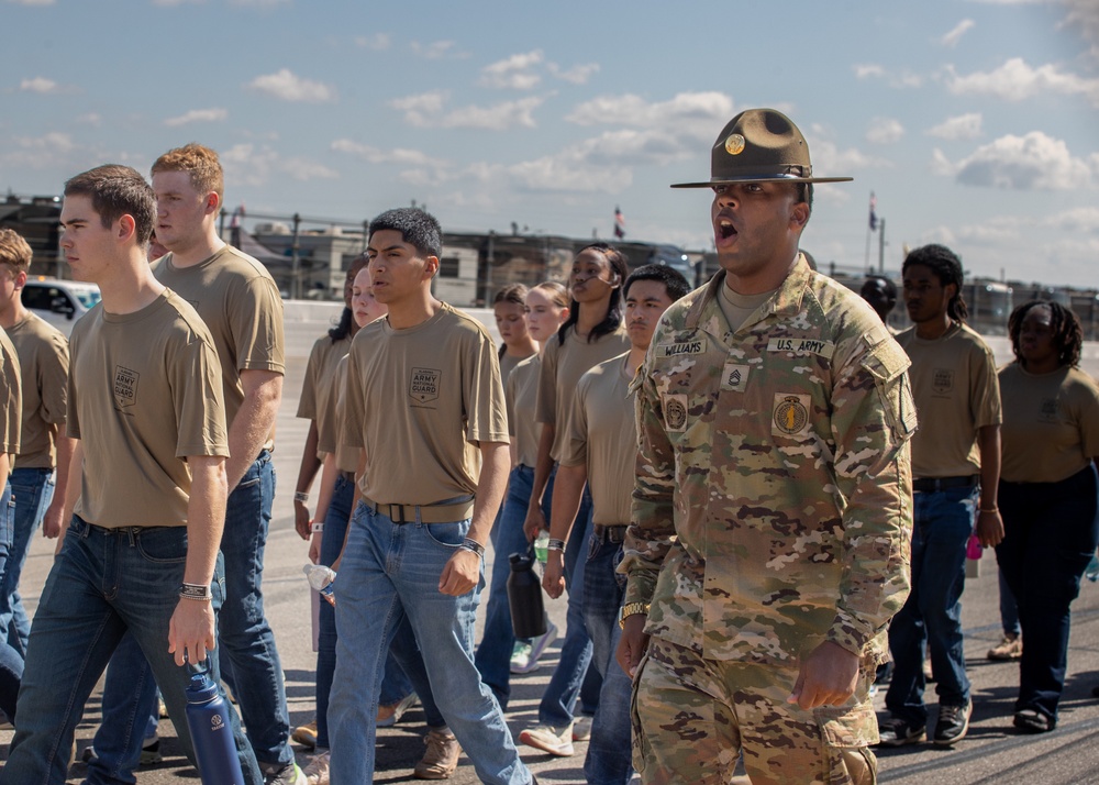 Recruits enlist into the Alabama National Guard at Talladega Superspeedway