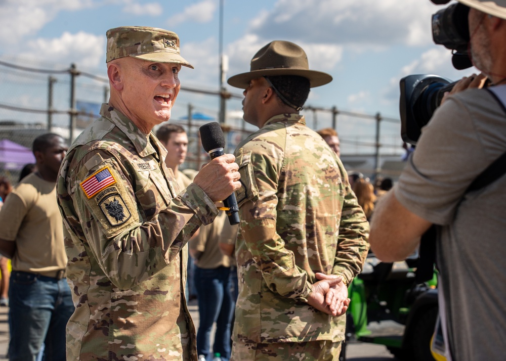 Recruits enlist into the Alabama National Guard at Talladega Superspeedway