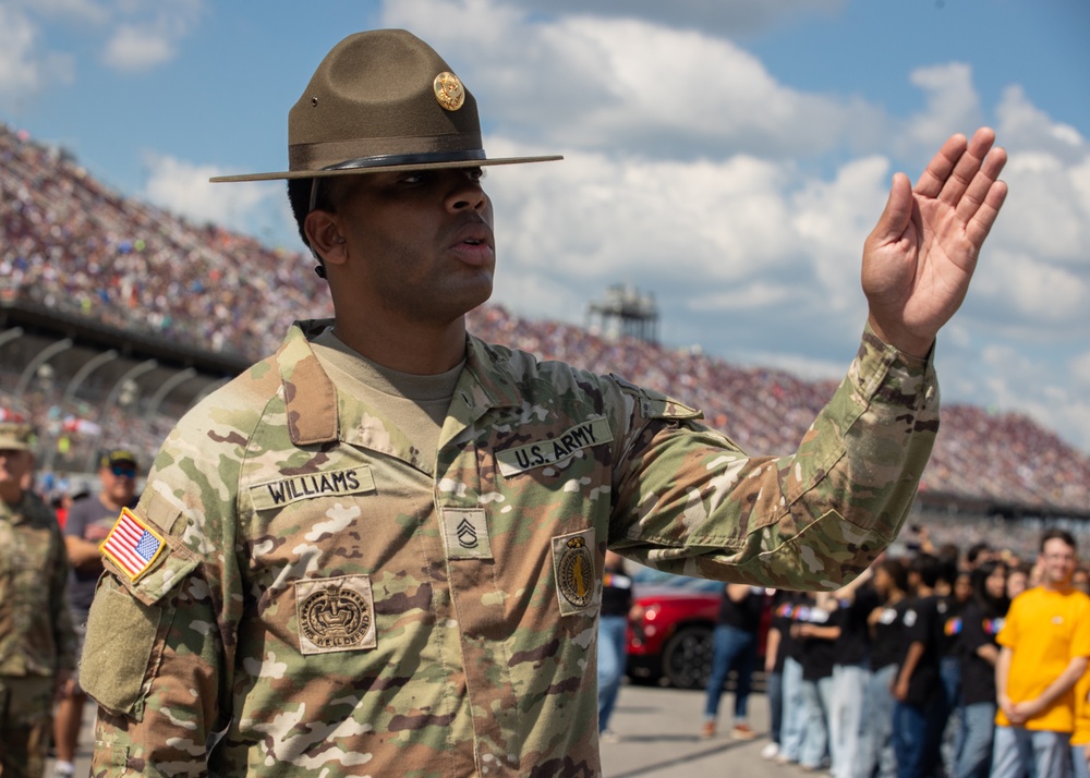 Recruits enlist into the Alabama National Guard at Talladega Superspeedway