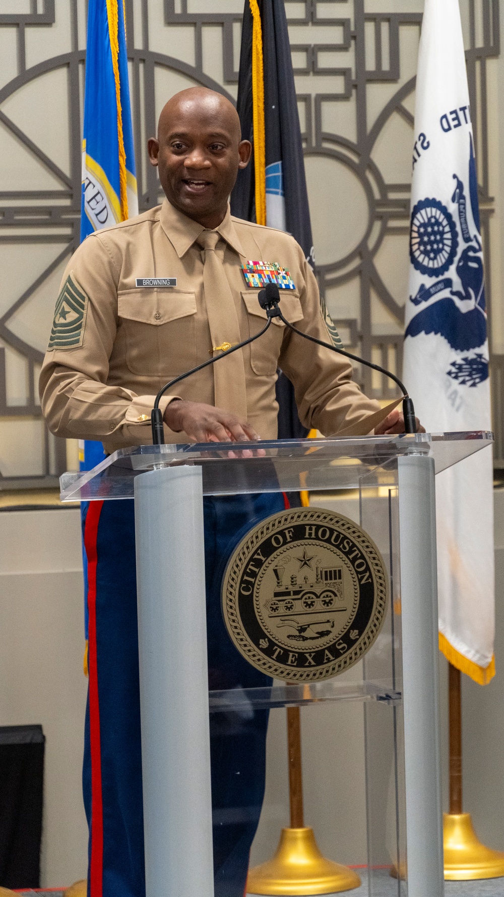 RS Houston speaks at military board presentation