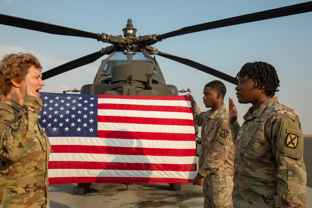 A Soldier Re-Enlists During Deployment