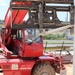 The operator of a telescopic forklift is seen conducting work on Marine Corps Base Camp Blaz in January 2025