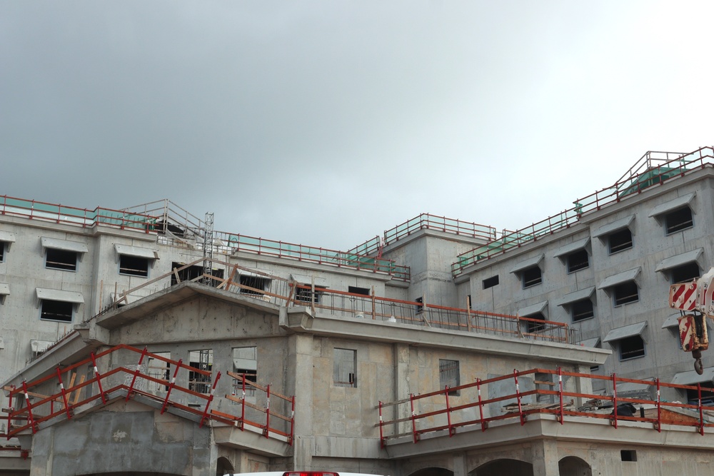 A Bachelor Enlisted Quarters under construction on Marine Corps Base Camp Blaz