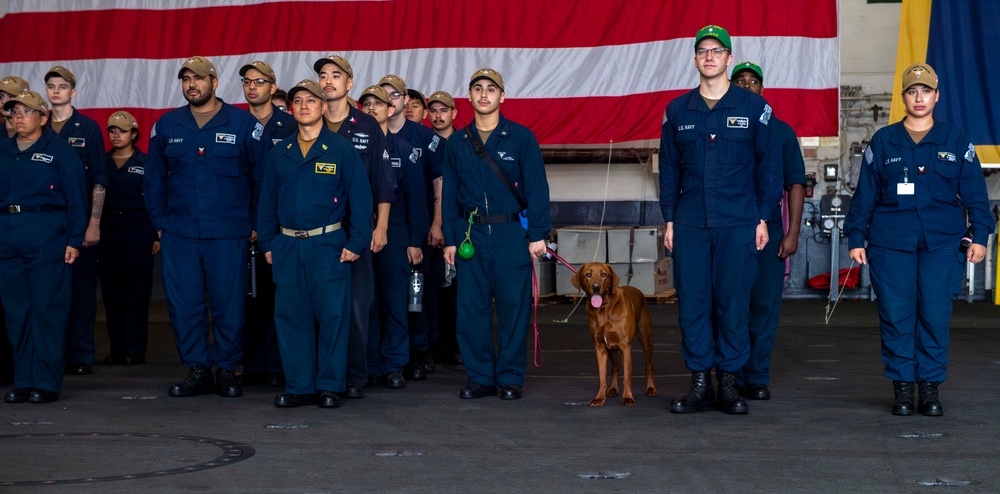 Rudder Stands in Formation During Duty Section Muster