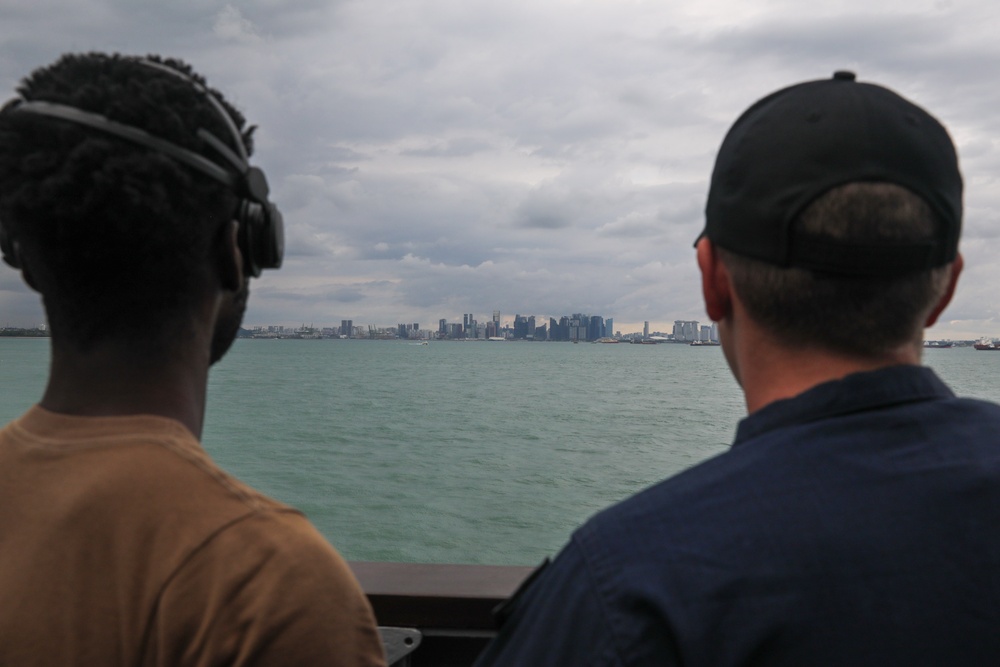 The Carl Vinson Carrier Strike Group transits the Strait of Malacca