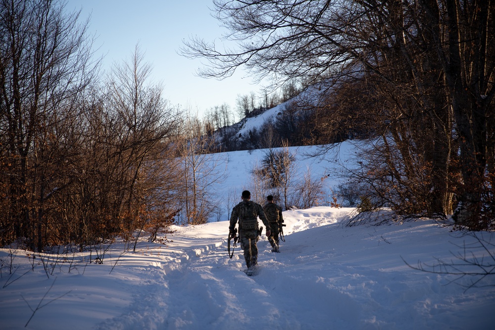 U.S. Soldiers conduct security patrol along ABL in Kosovo