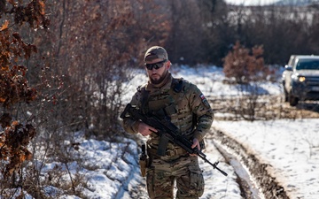 Polish Soldiers assigned to KFOR 34 conduct a routine security patrol in Kosovo