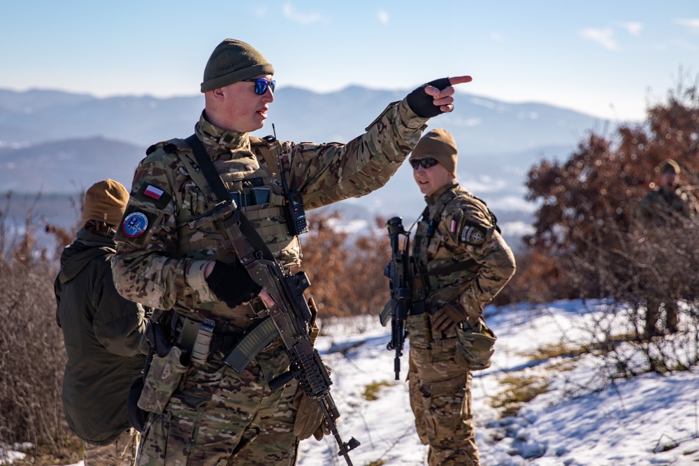 Polish Soldiers assigned to KFOR 34 conduct a routine security patrol in Kosovo