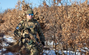 Polish Soldiers assigned to KFOR 34 conduct a routine security patrol in Kosovo