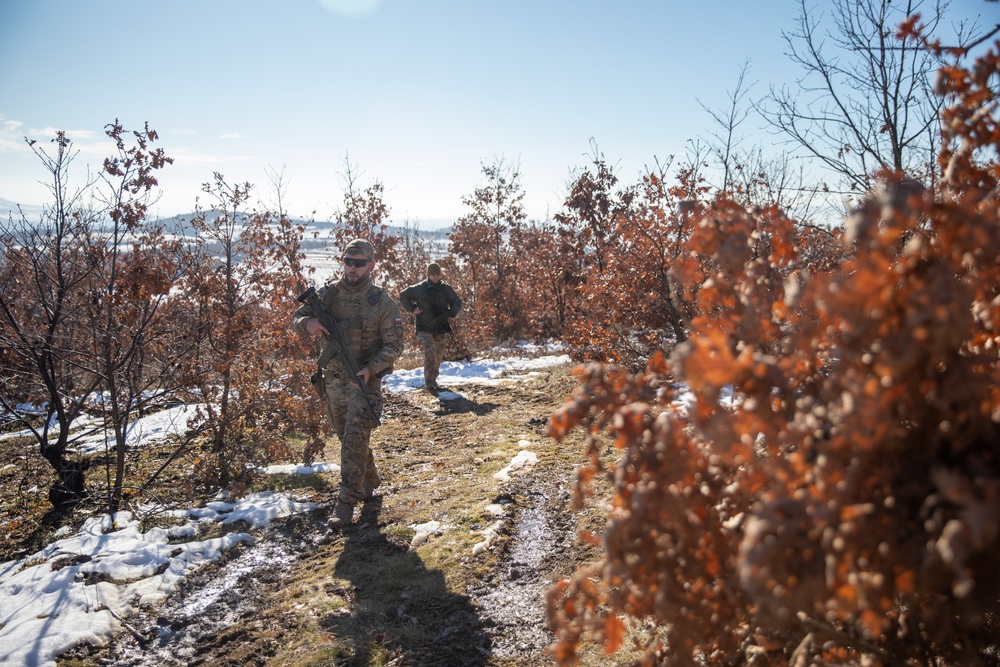 Polish Soldiers assigned to KFOR 34 conduct a routine security patrol in Kosovo