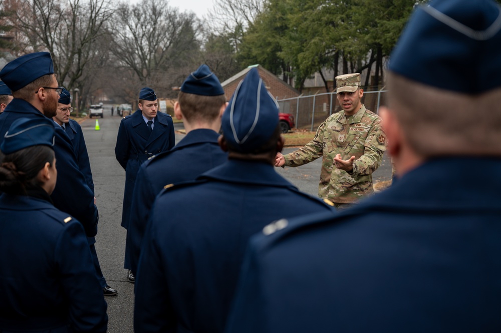 Air Force District of Washington Airmen rehearse for the 60th presidential inauguration