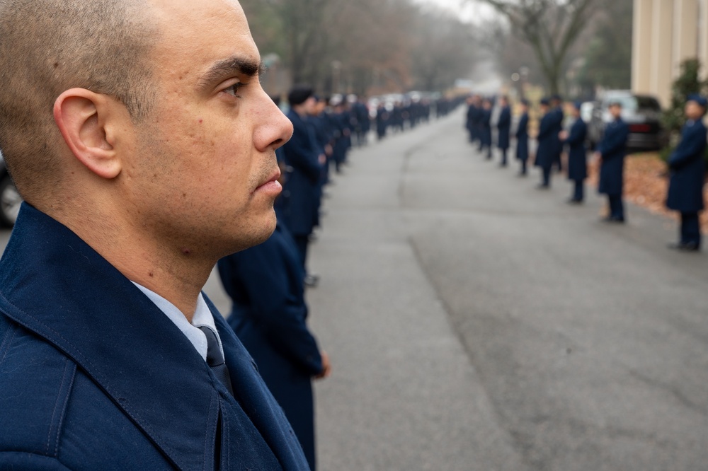 Air Force District of Washington Airmen rehearse for the 60th presidential inauguration