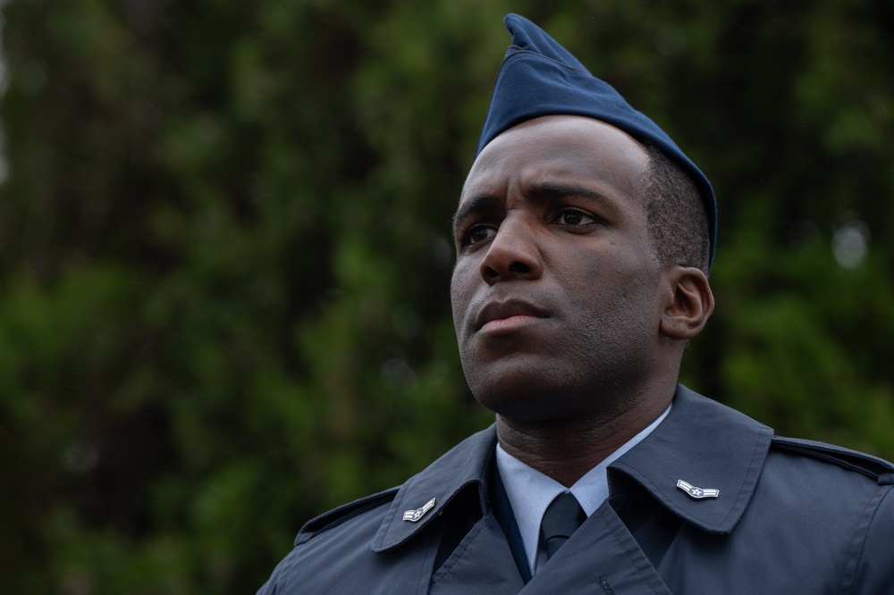 Air Force District of Washington Airmen rehearse for the 60th presidential inauguration