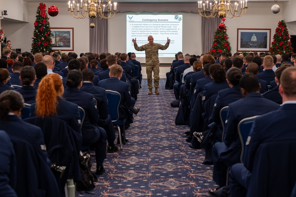 Air Force District of Washington Airmen rehearse for the 60th presidential inauguration