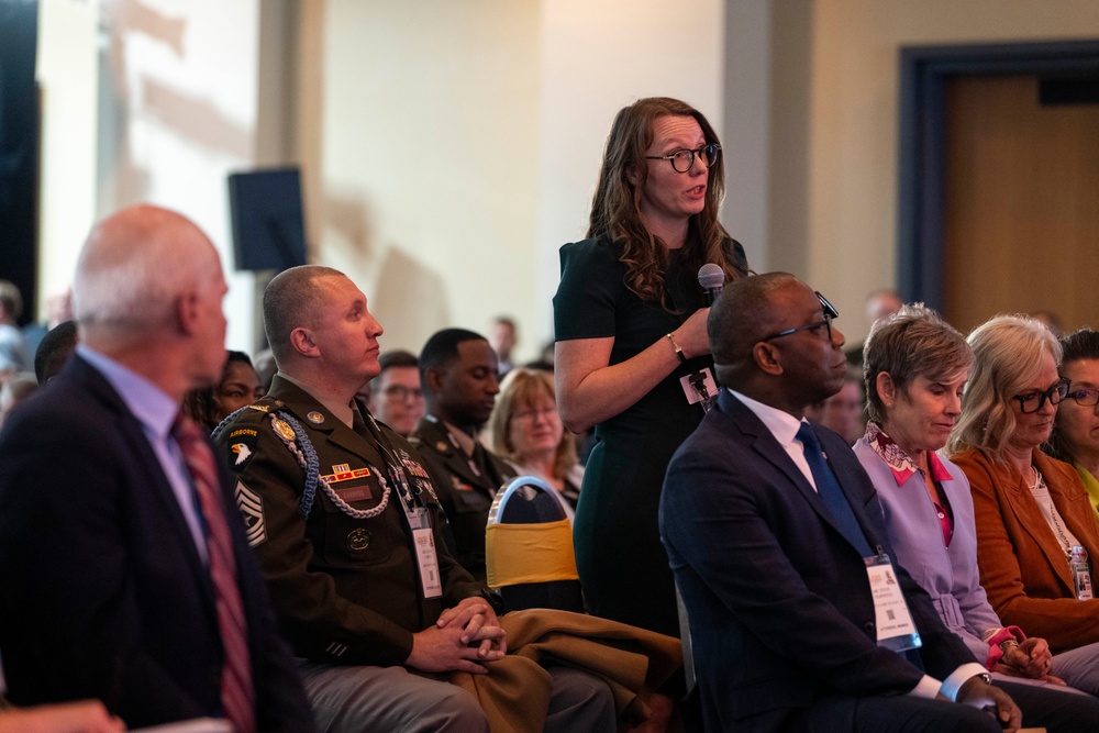 Secretary of the Army Hon. Christine Wormuth, U.S. Army Gen. Randy George, Chief of Staff, and Sergeant Major of the Army Michael Weimer, speak during a fireside chat  during the 2024 Association of the U.S. Army Annual Meeting and Exposition