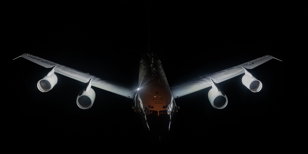 RC-135 Rivet Joint conducts aerial refueling with KC-135 over CENTCOM AOR