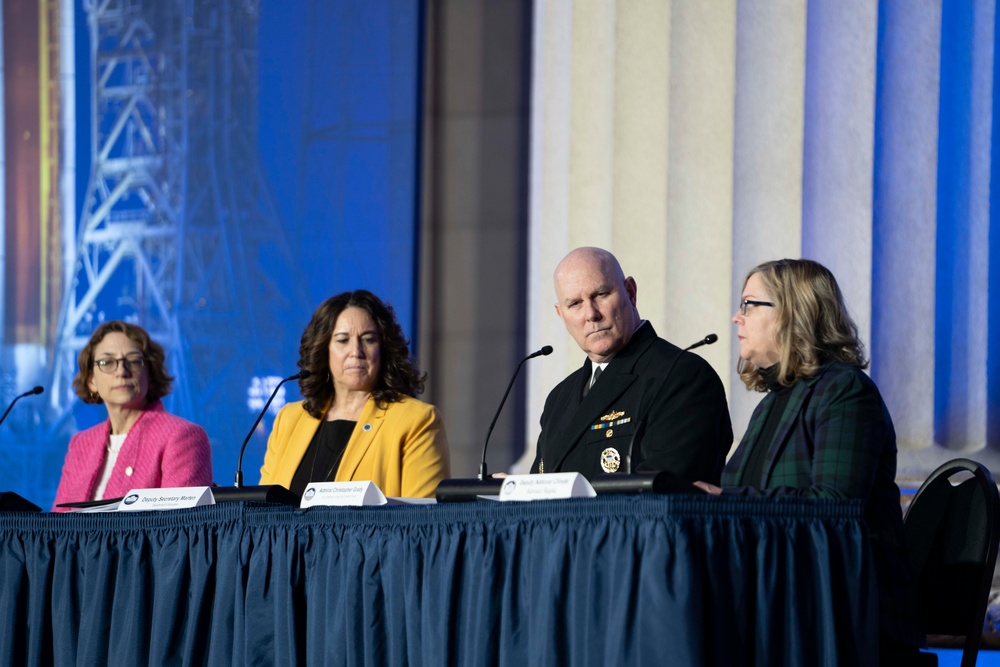 U.S. Navy Adm. Christopher W. Grady, Vice Chairman of the Joint Chiefs of Staff, participates in the National Space Council meeting