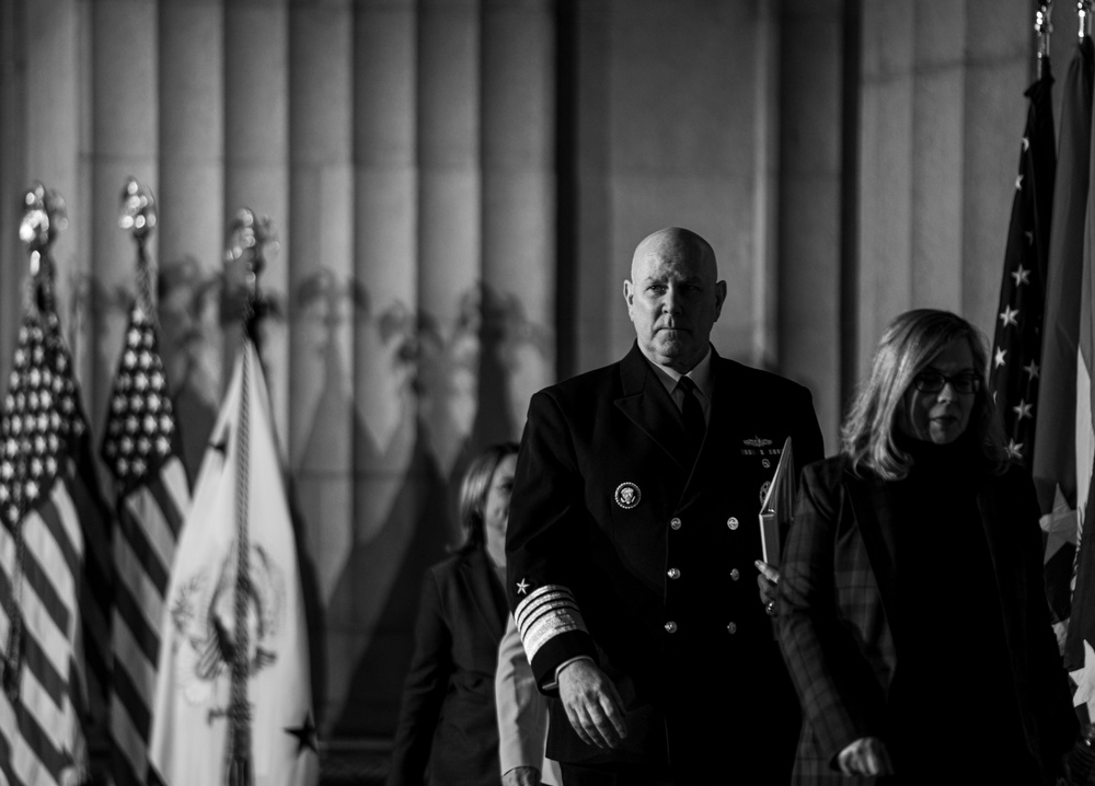 U.S. Navy Adm. Christopher W. Grady, Vice Chairman of the Joint Chiefs of Staff, participates in the National Space Council meeting