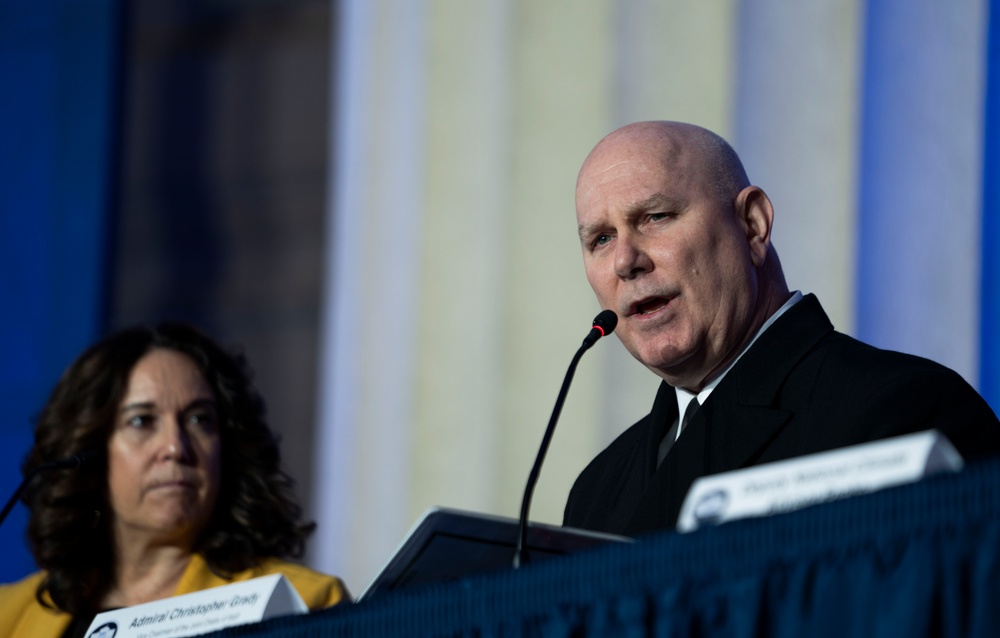 U.S. Navy Adm. Christopher W. Grady, Vice Chairman of the Joint Chiefs of Staff, participates in the National Space Council meeting