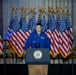Canadian astronaut Jeremy Hansen introduces Vice President Kamala Harris at the 2023 National Space Council Meeting