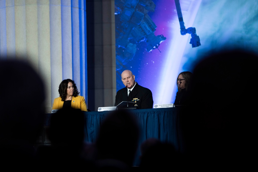 U.S. Navy Adm. Christopher W. Grady, Vice Chairman of the Joint Chiefs of Staff, participates in the National Space Council meeting