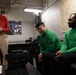 Sailors Assigned to Helicopter Sea Combat Squadron (HSC) 4 speak on the phone with the Chief of Naval Operations, Adm. Lisa Franchetti Aboard USS Carl Vinson (CVN 70)