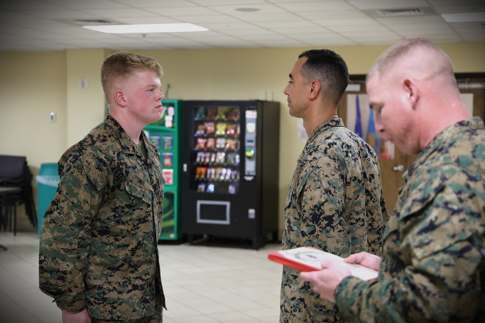 LCpl. Aidan T. Snee named Marine Corps Logistics Command’s Marine of the Quarter for the fourth quarter of calendar year 2024.