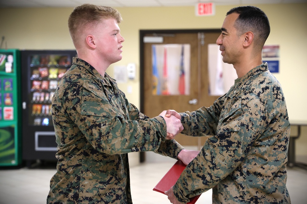 LCpl. Aidan T. Snee named Marine Corps Logistics Command’s Marine of the Quarter for the fourth quarter of calendar year 2024