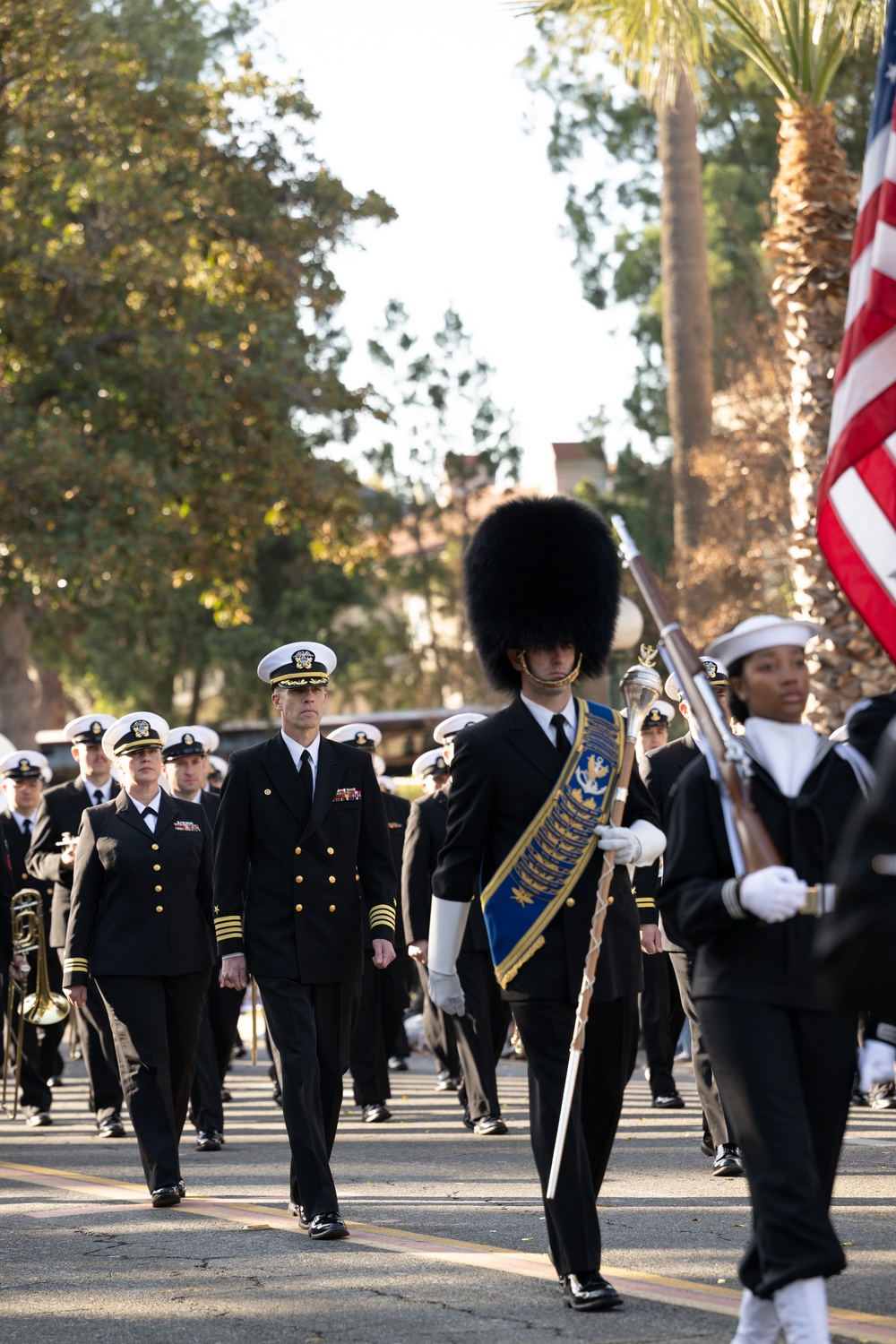 United States Navy Band kicks off the U.S. Navy's 250th Birthday at the Rose Parade