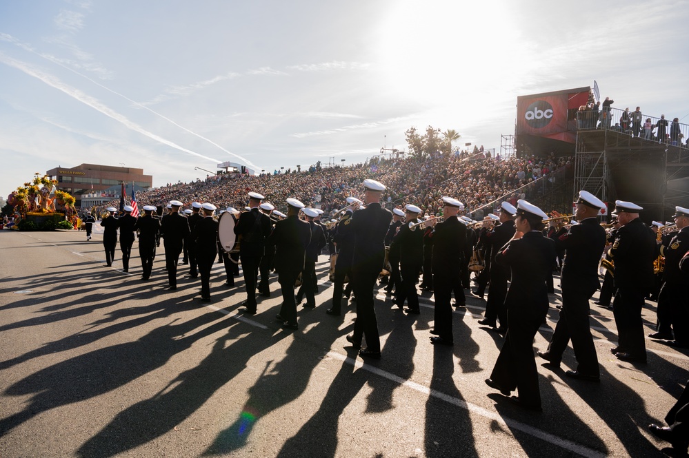 United States Navy Band kicks off the U.S. Navy's 250th Birthday at the Rose Parade