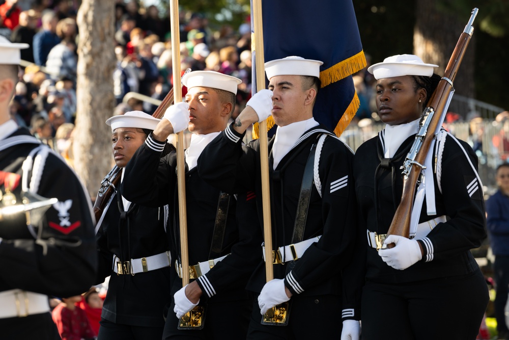 United States Navy Band kicks off the U.S. Navy's 250th Birthday at the Rose Parade