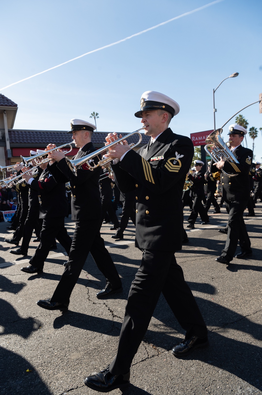 United States Navy Band kicks off the U.S. Navy's 250th Birthday at the Rose Parade