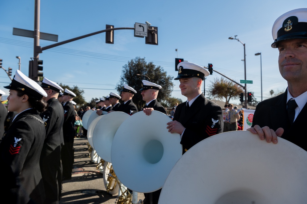 United States Navy Band kicks off the U.S. Navy's 250th Birthday at the Rose Parade